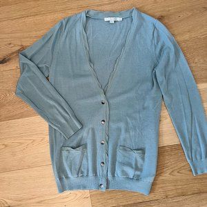 Boden cardigan sweater, crepe trim,blue Size 6